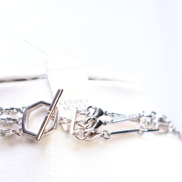 Kendra Scott Davis Silver Tone  Multistrand Necklace in Blue Lace Agate $128 New - Picture 6 of 7